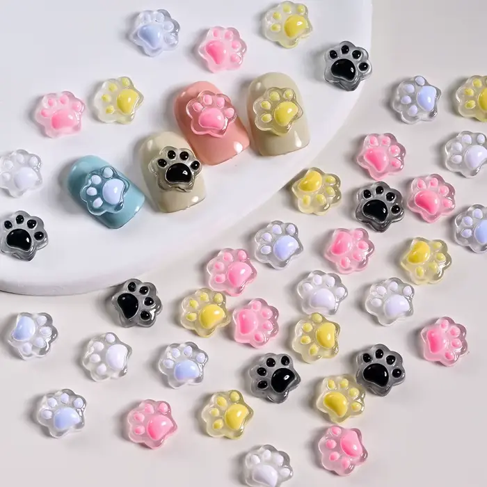 Breloques pour ongles patte de chat lumineuse 3D