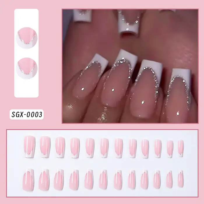 Faux ongles à fleurs françaises