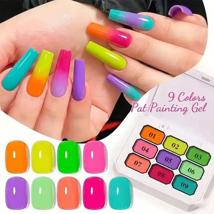 Ensemble de gel à ongles néon Summer Nine-Square