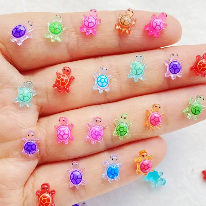 100 pièces mignon résine dessin animé petite tortue Nail Art