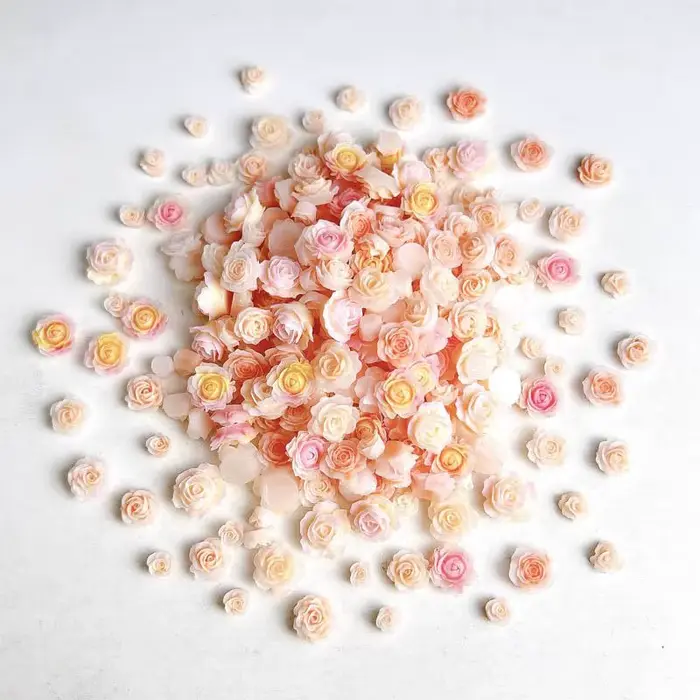 Double couleur Rose pivoine Nail Art décoration 3D lumineux petits boutons de fleurs fraîches breloq
