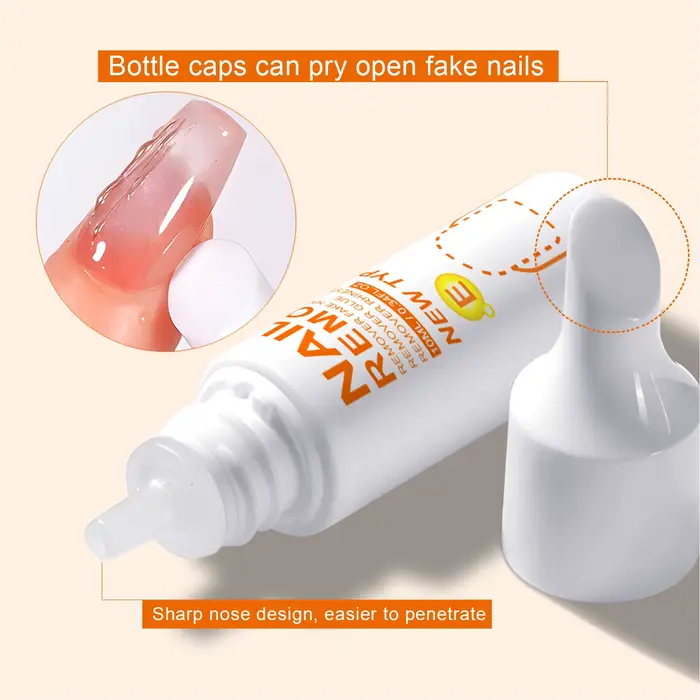 Lot de 3 flacons de dissolvant pour faux ongles – Élimine facilement les ongles en acrylique, les ongles à presser et les strass – Bouchon à levier pratique
