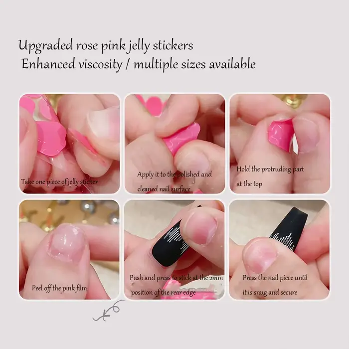Autocollants de colle pour ongles en gelée Rose