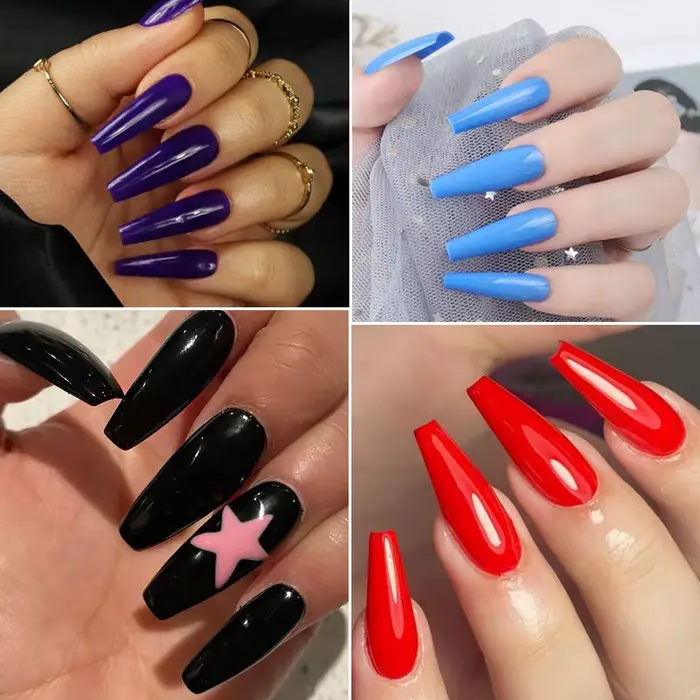576 pièces/boîte faux ongles colorés noir rouge Design faux ongles ovale court carré presse sur faux