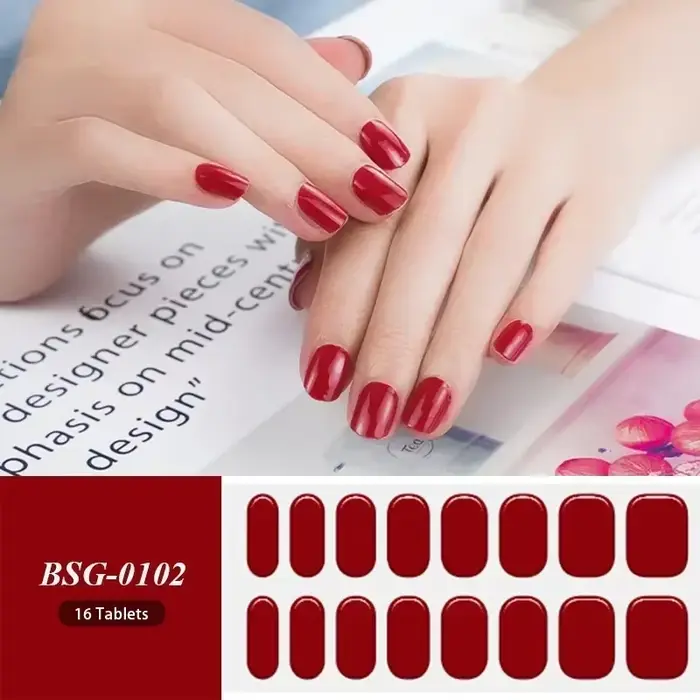 Enveloppes pour ongles semi-durcies, 16/20 pointes, couleur Simple, couverture complète, autocollant