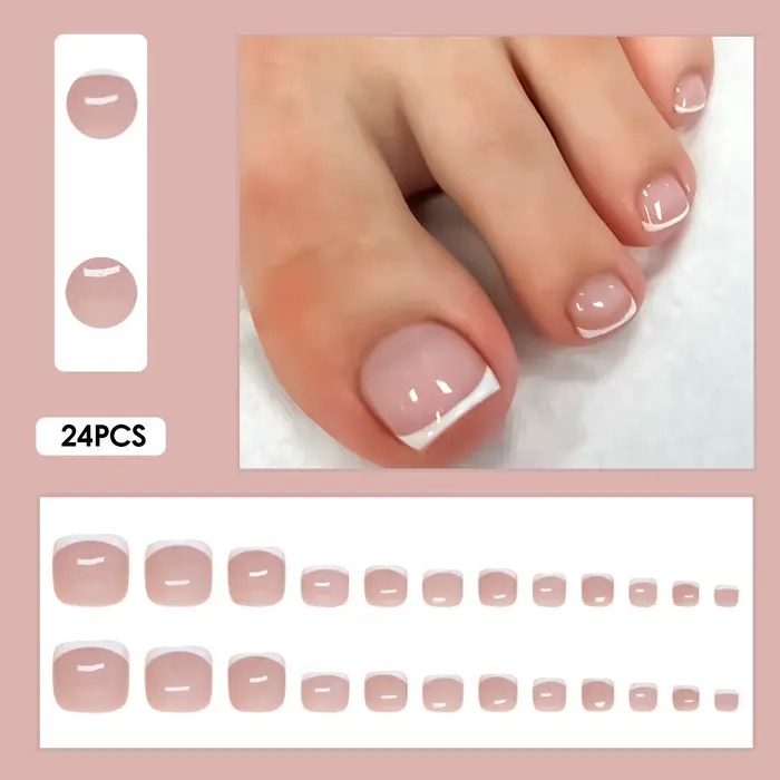 Charmantes faux ongles à presser French Tips 24 pièces