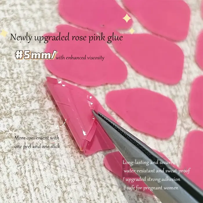 Autocollants de colle pour ongles en gelée Rose