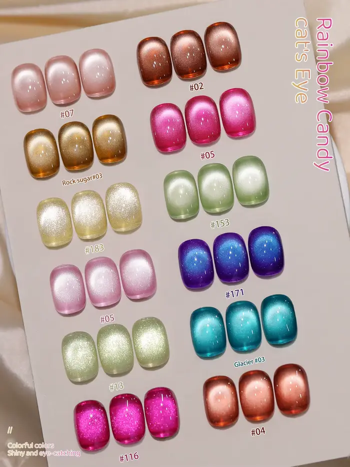 XEJAYI 1pc 15ml arc-en-ciel bonbons oeil de chat Gel vernis à ongles, UV LED trempage Gel à ongles,