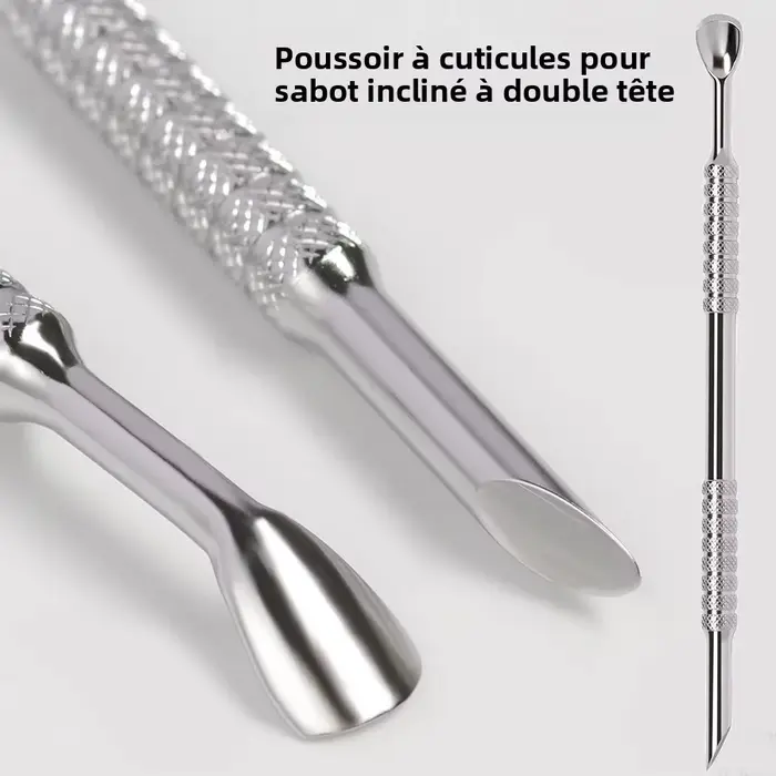 Poussoir à cuticules à sabot coudé à Double tête