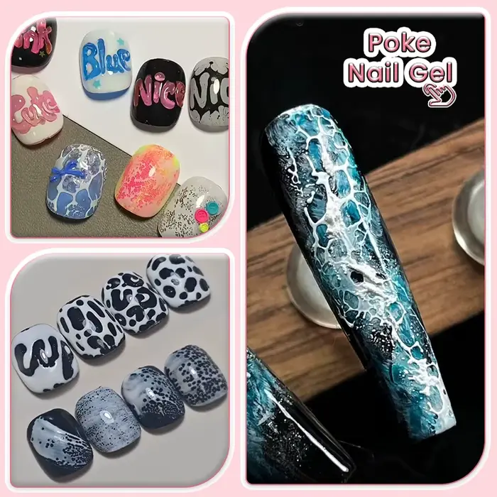 LILYCUTE 8ml Poke ongles Gel blanc noir piquant multifonctionnel UV LED Gel bulle océan vague sans essuyer dentelle peinture Gel vernis