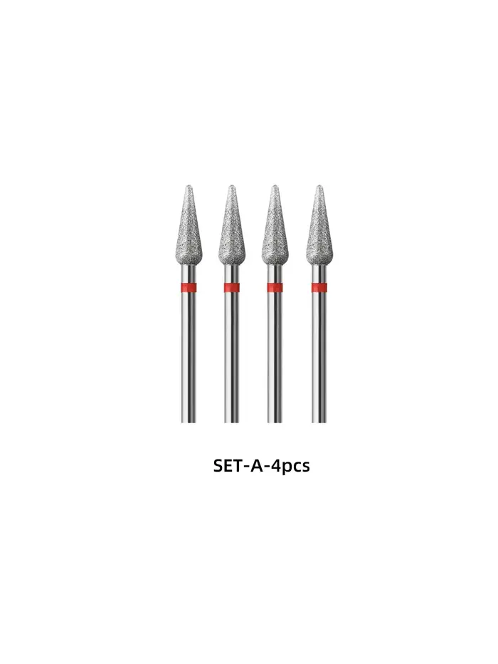 Jeu de forets à ongles pour cuticules en diamant en forme de flamme