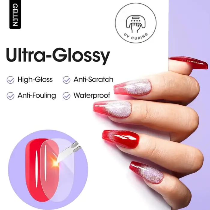 GELLEN Gel pour ongles couche de finition 18ML grande bouteille Ultra brillant supérieur