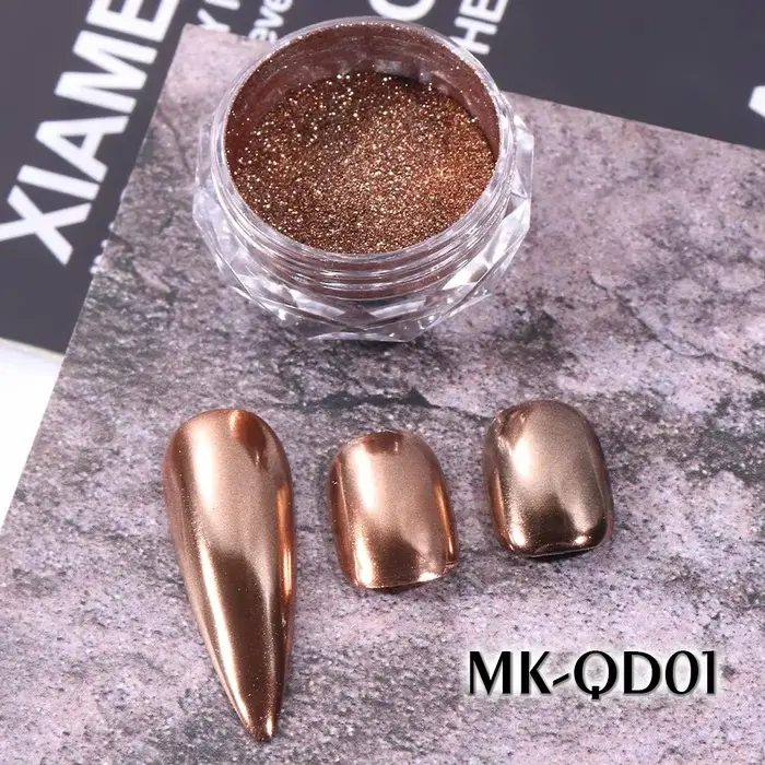 Poudre métallique pour Nail Art, Champagne marron, miroir magique, Pigment UV, paillettes chromées,