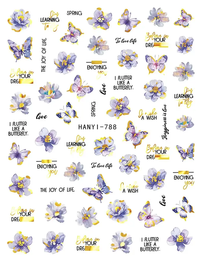 3d Nail Art décalcomanies lignes dorées Rosepink pivoine fleurs feuilles papillons autocollants pour ongles Art manucure conseils décorations