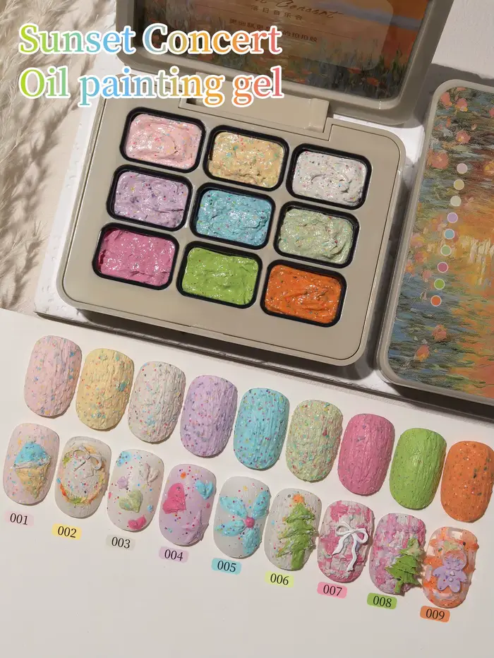 Ensemble de vernis à ongles Gel de peinture à l'huile de Concert de coucher de soleil de 9 couleurs