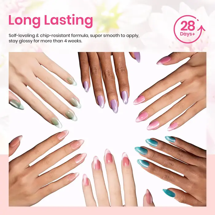6 pièces noël ongles blanchissant 2025 Style vente chaude aurores boréales perle oeil de chat aimant Gel vernis