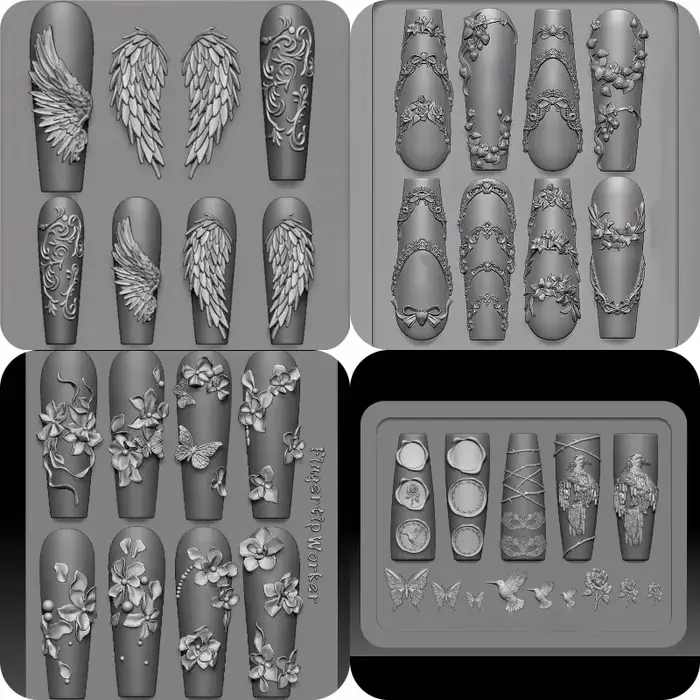 Moule 3D en Silicone pour décorations d'art d'ongle, bricolage de modèles d'ailes d'angle d'arc de f
