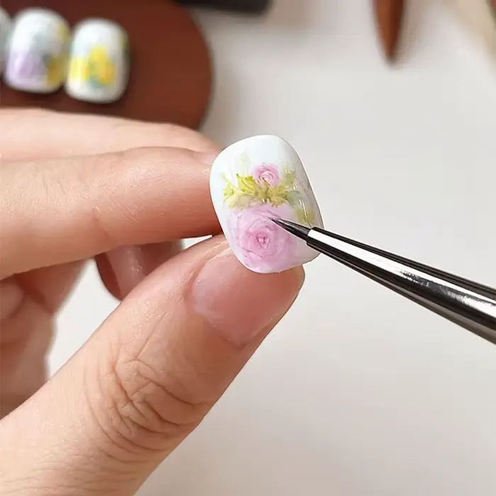 Professionnel bois de santal colle à ongles photothérapie brosse UV Gel peinture stylo Nail Art Liner dessin