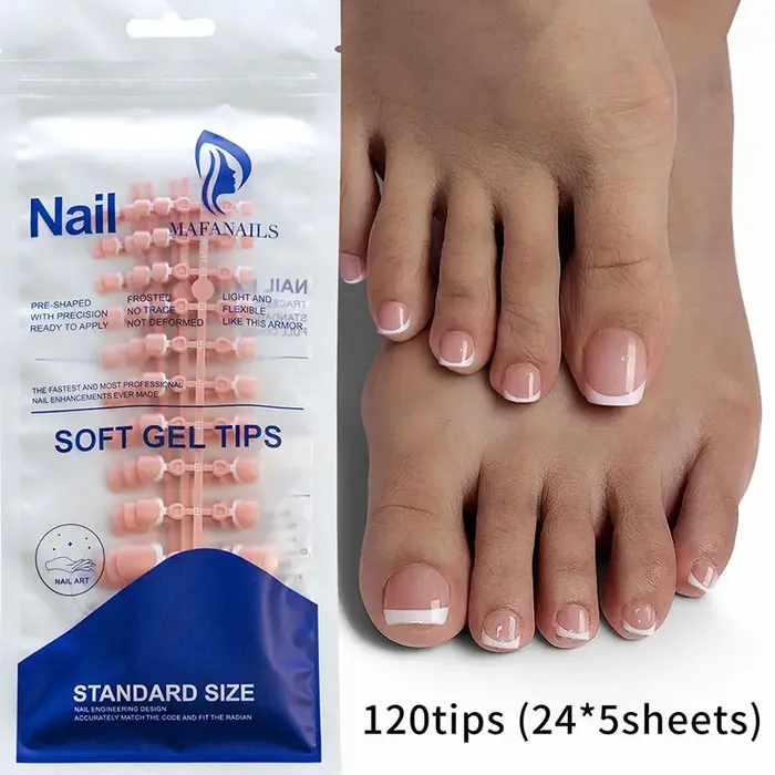 Nouveau 120Pes faux ongles sur les jambes français court biais presse