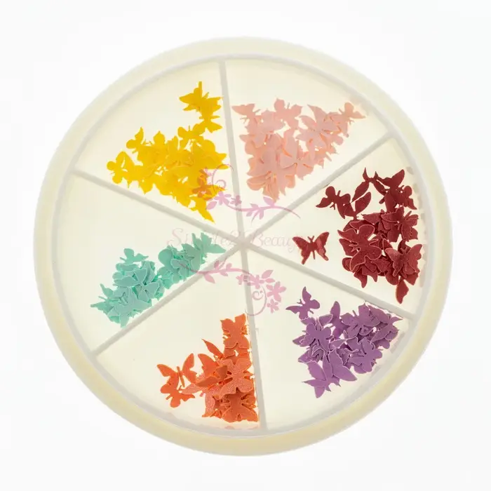 Décorations DIY pour manucure : Papillons colorés de style japonais en pâte de bois simulée pour nail art
