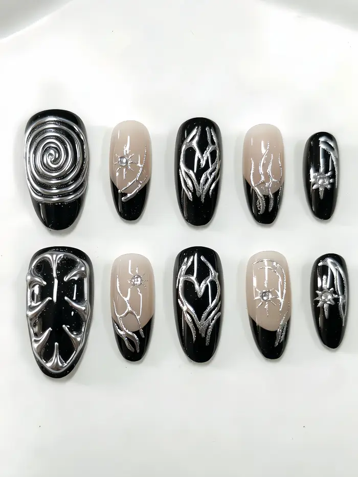 10 faux ongles courts en forme d'amande