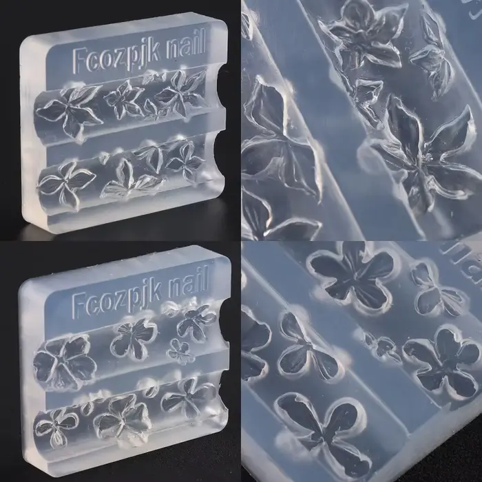 Moule de sculpture d'ongles en Silicone 3D, fleurs de lys en Relief, pétales de fleurs d'hibiscus, m