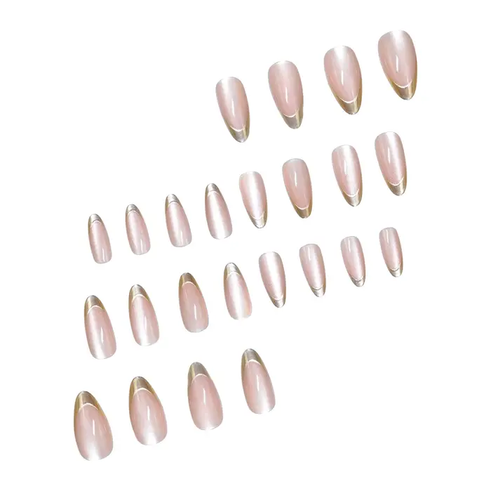 24 patchs pour ongles français œil de chat rose