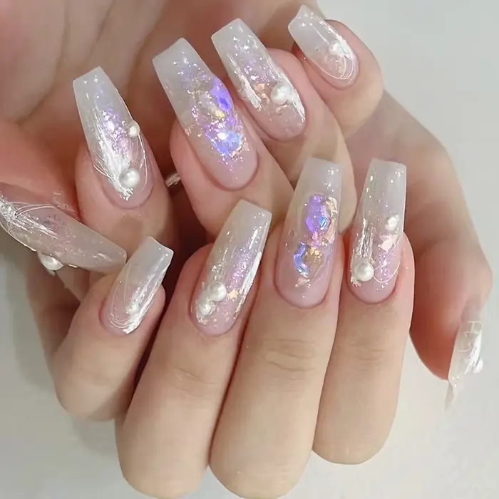 Flocons d'opale de clair de lune Aurora Chrome paillettes holographiques Nail Art poudre brillante effet dégradé de rêve pour ongles en Gel