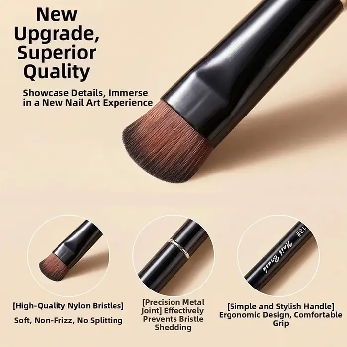 Nouveau pinceau à ongles français 3 en 1, avec tête de brosse multifonction - Pinceau à ongles fin, adapté aux ongles en gel et en acrylique, nettoyage précis