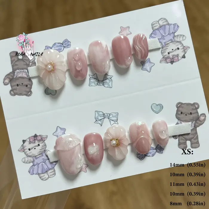 Faux ongles 3D en acrylique, design personnalisé, manucure, nail art, à presser, doux, mignon, court