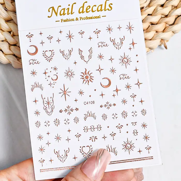 Autocollant pour ongles 3d avec chiffres noirs et lettres anglaises