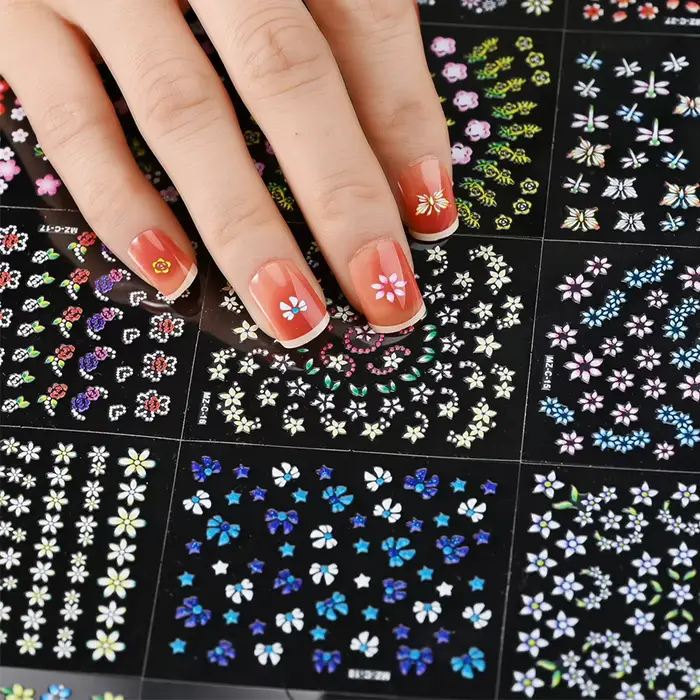 30 feuilles d'autocollants floraux pour ongles