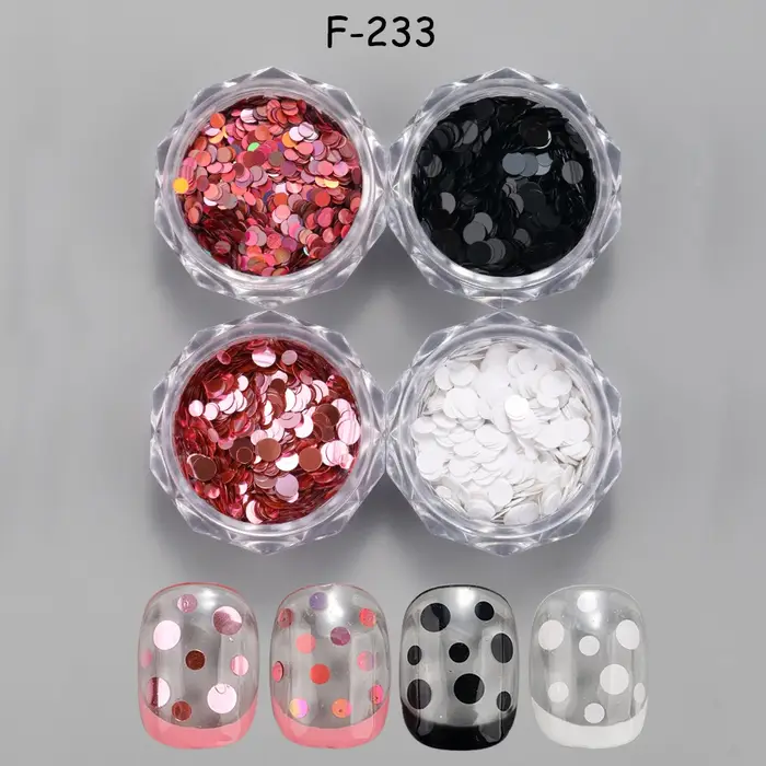 Paillettes à pois noirs et blancs pour Nail Art