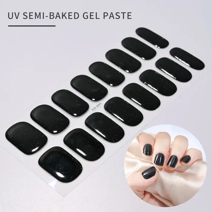 Autocollants pour ongles semi-durcis noirs français