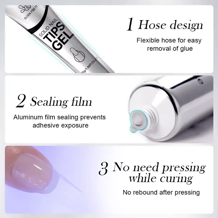 BORN PRETTY 30ml pointes d'ongles solides Gel avec 24 pièces