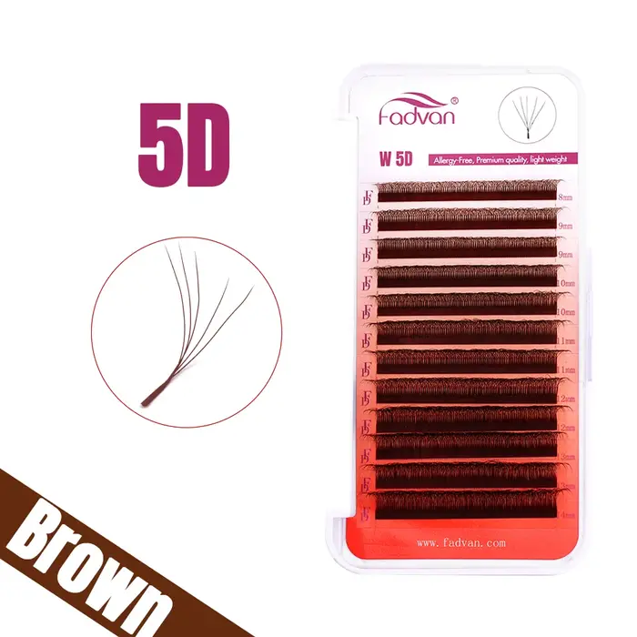 FADVAN 5D cils en forme de W ventilateurs de Volume préfabriqués naturels C/D/L/M Curl W