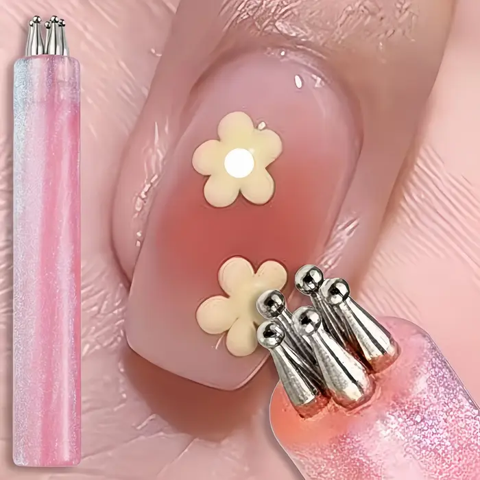 Outil de pointillage pour fleurs à cinq pétales, pinceau pour la conception d'ongles DIY, manche en