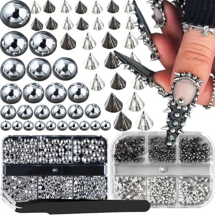 Mini clous d'art d'ongle Punk en métal 3D