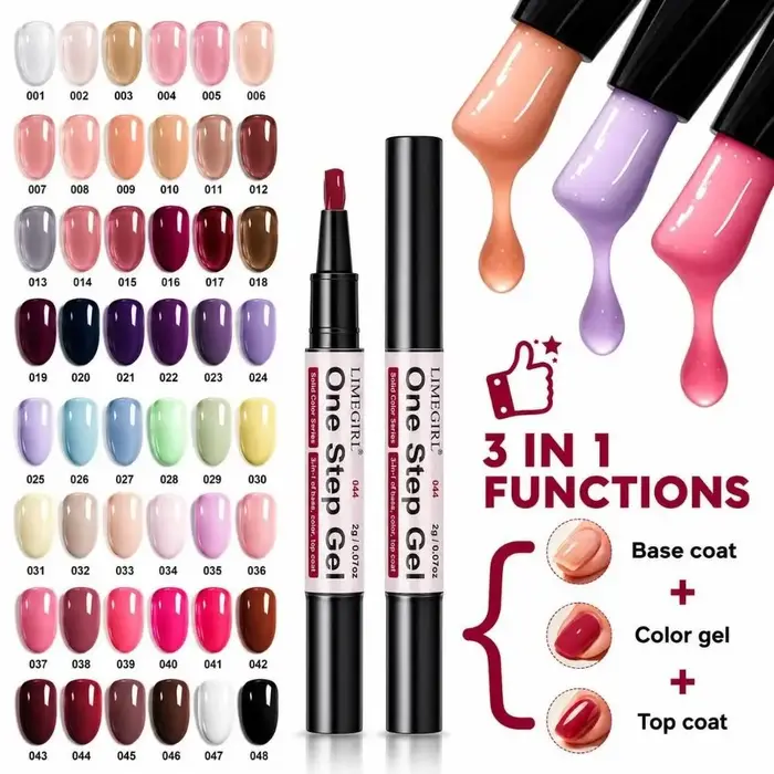 Vernis à ongles gel UV 3-en-1 tendance, séchage rapide, brillant, longue tenue, couleur unie, pour manucure en salon
