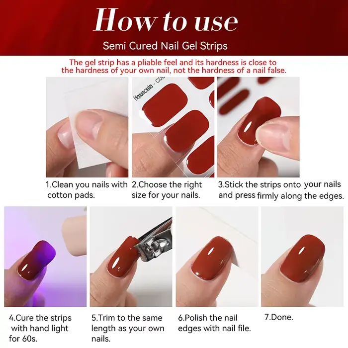 Harunouta dégradé Semi-durci Gel autocollant pour ongles longue durée UV autocollant pour ongles UV/
