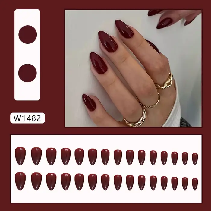 Rouge cerise 24 pièces presse sur ongles rose dégradé faux