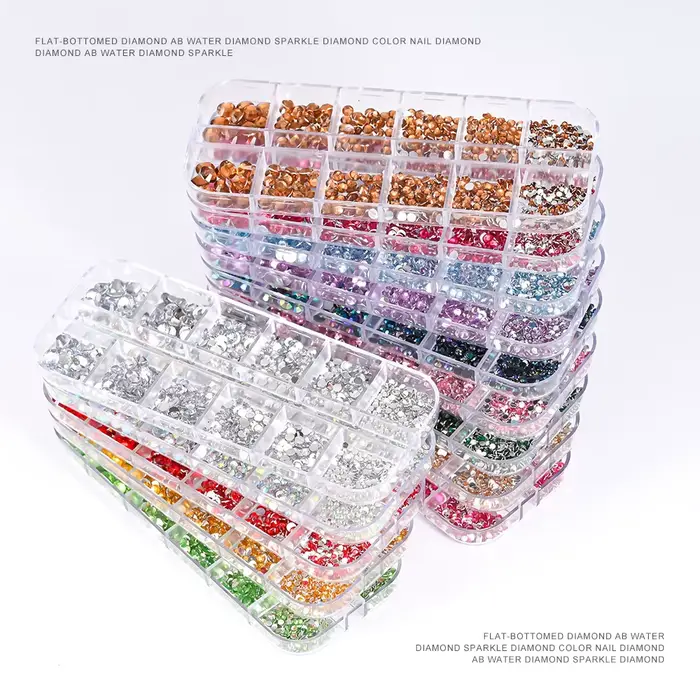 12 grilles scintillantes Rose rouge cristal strass Nail Art forme mixte diamants breloques pour ongles