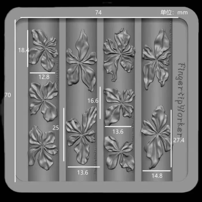 Moule à ongles en silicone motif pétales de fleurs printanières