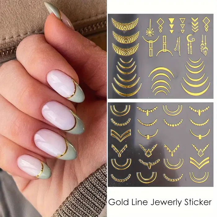 30 feuilles d'autocollants floraux dorés pour Nail Art, motifs de feuilles et de fleurs scintillante