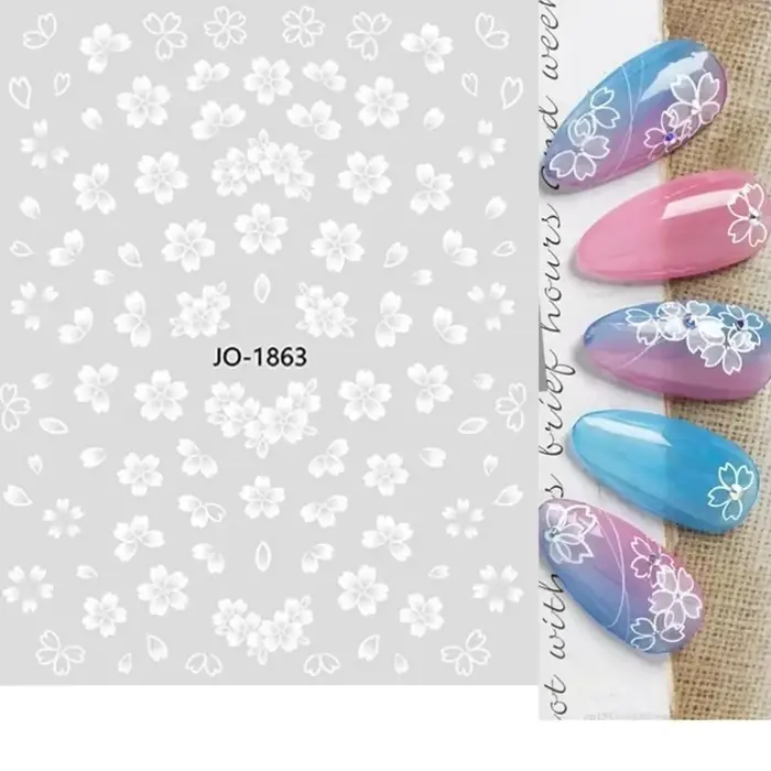 Autocollants pour ongles 3D en fleurs de cerisier