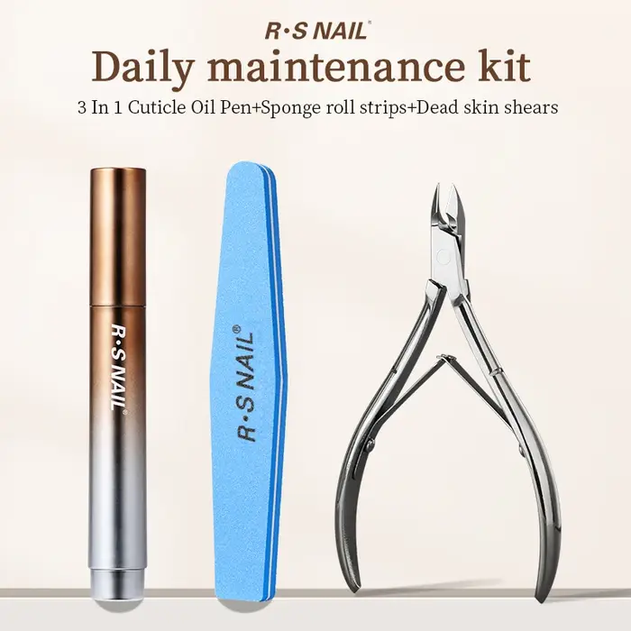 RSNAIL Stylo à huile pour cuticules 3 en 1 avec poussoir à ongles en céramique