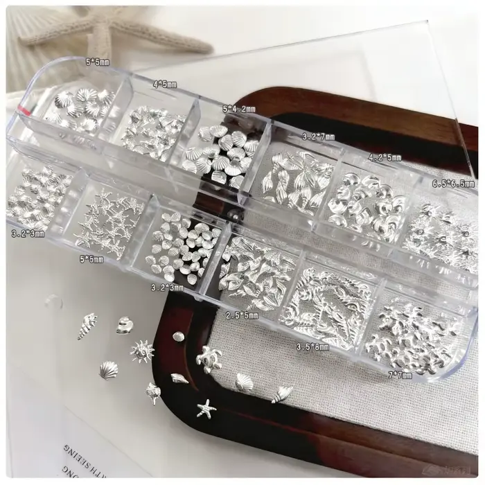 Breloques d'été pour ongles, décorations 3D en métal en forme de petites coquillages, étoiles de mer
