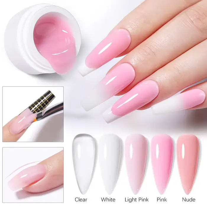 UR SUGAR 6 EN 1 Gel d'Extension pour Ongles 15ML Transparent Gel Constructeur Rapide Semi-Permanent Auto-nivelant Gel UV de Construction Soak Off