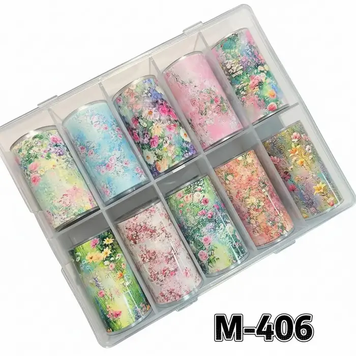 10 Rolls Flower Nail Foil Nails Art Design Stickers Decals Holographic Foils Paper Starry Sky Star Transfer