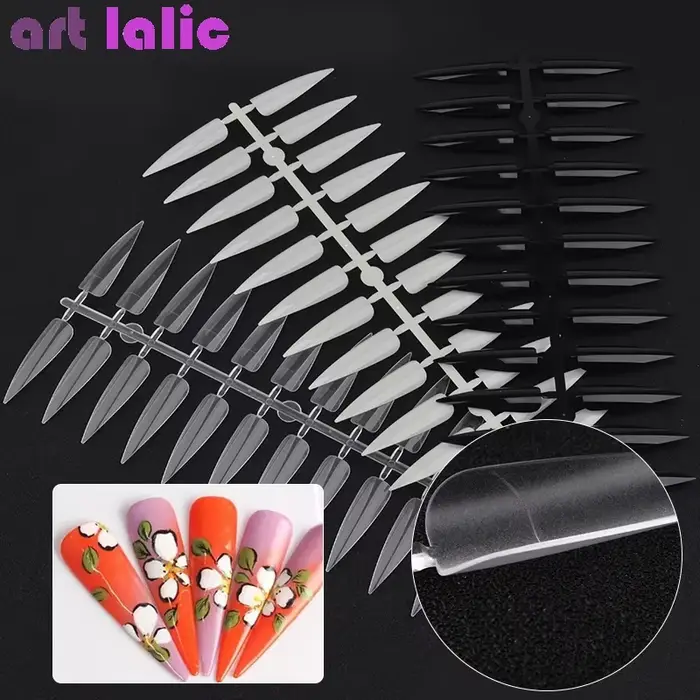 240 pièces ensemble d'art des ongles clair naturel couverture complète ovale extrémité pointue Stiletto longs faux